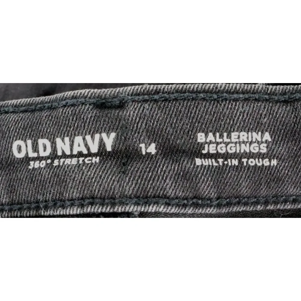 Old Navy Jeans Ballerina Jeggings Distressed Girls‎ Size 14 Black Built-In Tough